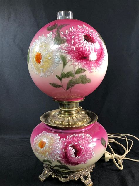 1230A - 10 1/4″ Alpha Art Glass Green Vase <b>Lamp</b>. . Antique double globe hurricane lamp